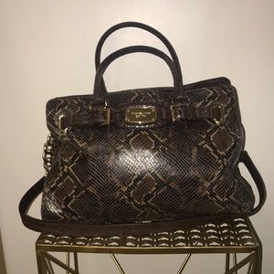 Medium brown snakeskin Hamilton bag